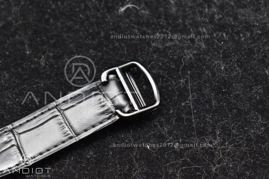 Santos de Cartier 40mm PVD BVF 1:1 Best Edition Black Dial on Black Leather Strap MIYOTA 9015