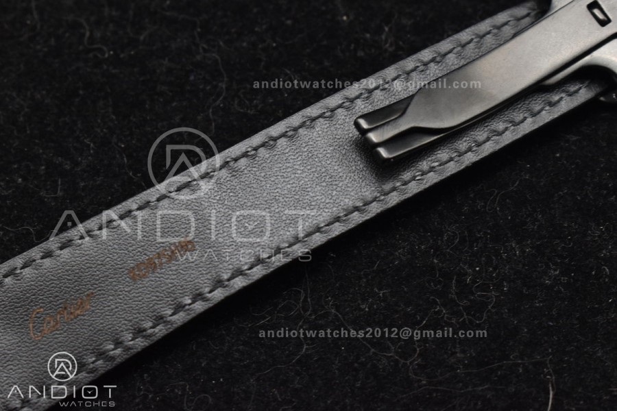 Santos de Cartier 40mm PVD BVF 1:1 Best Edition Black Dial on Black Leather Strap MIYOTA 9015