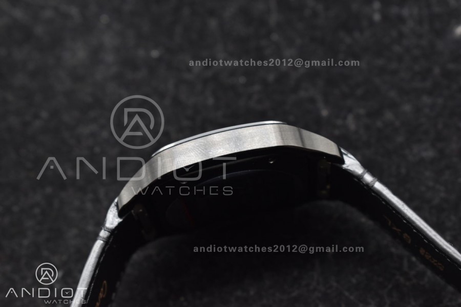 Santos de Cartier 40mm PVD BVF 1:1 Best Edition Black Dial on Black Leather Strap MIYOTA 9015