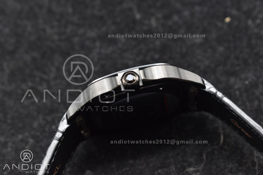 Santos de Cartier 40mm PVD BVF 1:1 Best Edition Black Dial on Black Leather Strap MIYOTA 9015