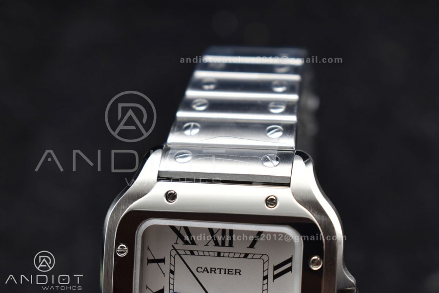 Santos de Cartier 35mm SS BVF 1:1 Best Edition White Dial on SS SmartLinks Bracelet MIYOTA 9015 V2
