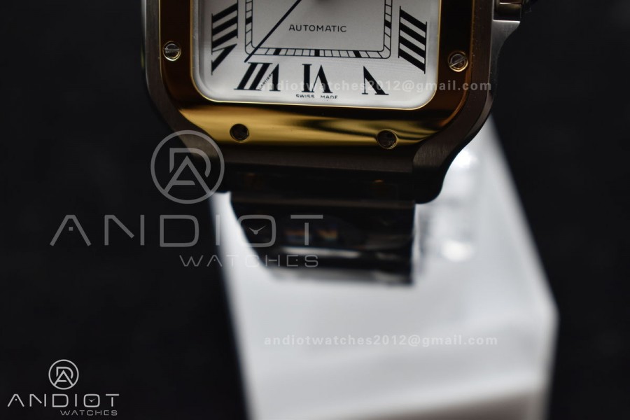 Santos de Cartier 35mm SS/YG BVF 1:1 Best Edition White Dial on SS/YG SmartLinks Bracelet MIYOTA 9015 V2