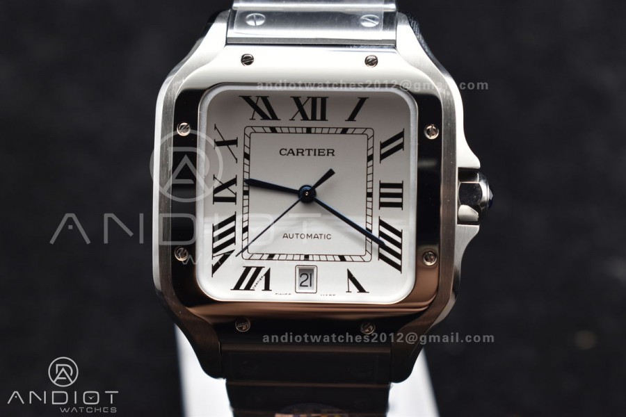 Santos de Cartier 40mm SS 2018 BVF 1:1 Best Edition White Dial on SS SmartLinks Bracelet MIYOTA 9015 V2