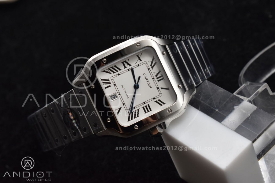 Santos de Cartier 40mm SS 2018 BVF 1:1 Best Edition White Dial on SS SmartLinks Bracelet MIYOTA 9015 V2