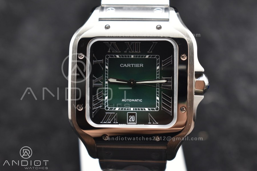 Santos de Cartier 40mm BVF 1:1 Best Edition Green Dial on SS SmartLinks Bracelet MIYOTA 9015