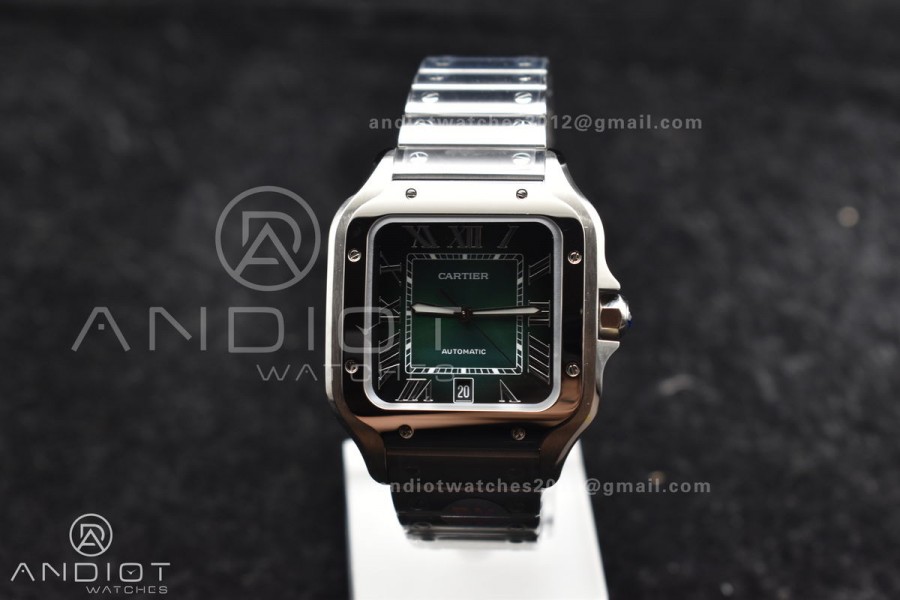 Santos de Cartier 40mm BVF 1:1 Best Edition Green Dial on SS SmartLinks Bracelet MIYOTA 9015
