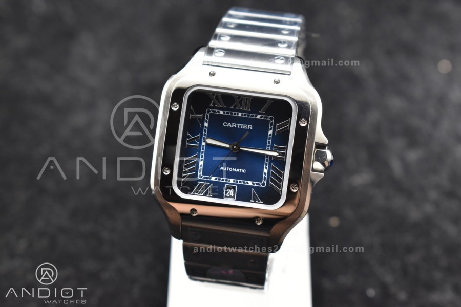 Santos de Cartier 40mm SS BVF 1:1 Best Edition Blue Dial on SS SmartLinks Bracelet MIYOTA 9015 V2