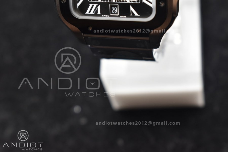 Santos de Cartier 40mm SS BVF 1:1 Best Edition Gray Dial Black Bezel on SS Bracelet MIYOTA 9015