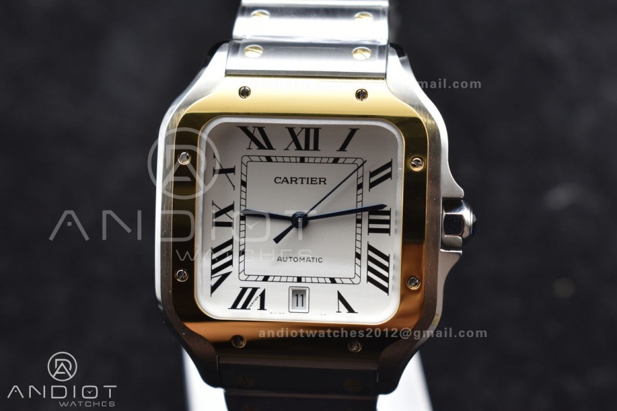 Santos de Cartier 40mm SS/YG BVF 1:1 Best Edition White Dial on SS/YG SmartLinks Bracelet MIYOTA 9015 V2