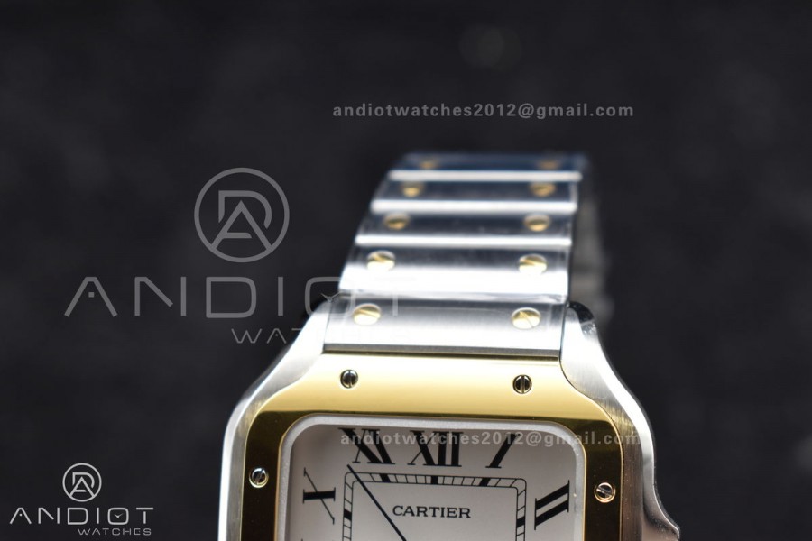 Santos de Cartier 40mm SS/YG BVF 1:1 Best Edition White Dial on SS/YG SmartLinks Bracelet MIYOTA 9015 V2