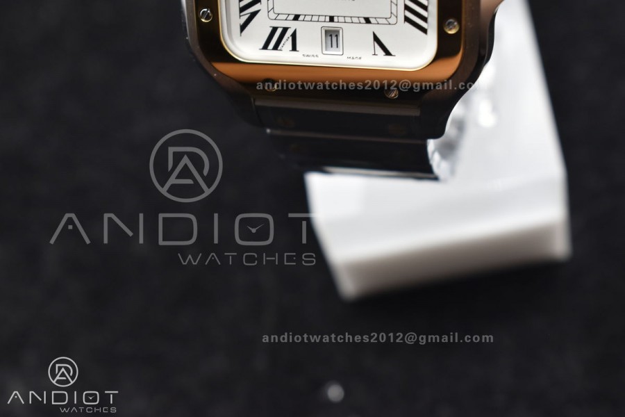 Santos de Cartier 40mm SS/YG BVF 1:1 Best Edition White Dial on SS/YG SmartLinks Bracelet MIYOTA 9015 V2