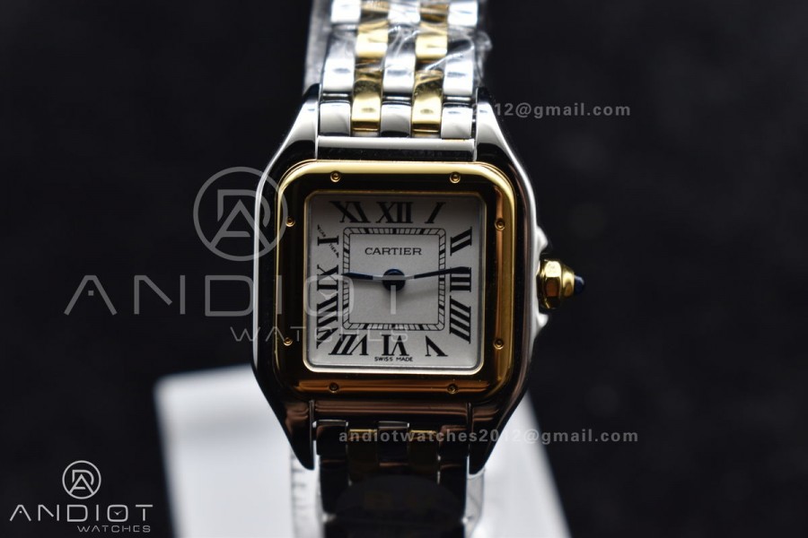 Panthère 22mm BVF 1:1 Best Edition SS/YG White Dial on SS/YG Bracelet Ronda Quartz