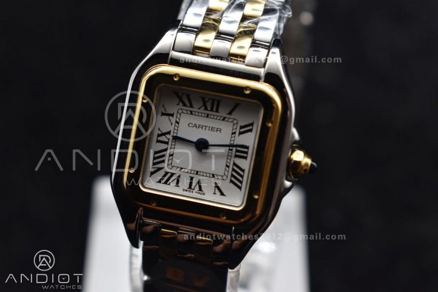 Panthère 22mm BVF 1:1 Best Edition SS/YG White Dial on SS/YG Bracelet Ronda Quartz