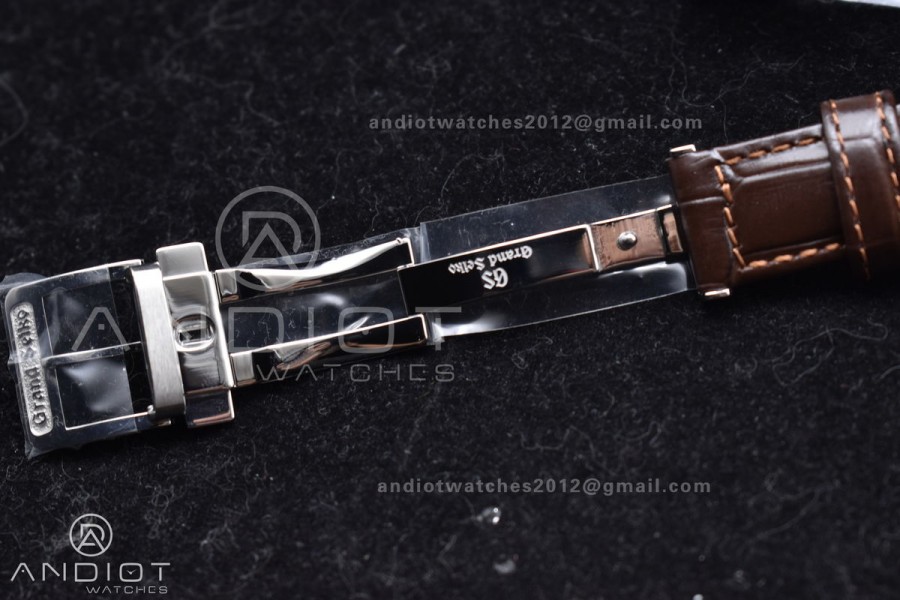 Grand Seiko Elegance GMT SS GSF 1:1 Best Edition Cream Dial on Brown Leather Strap NH34