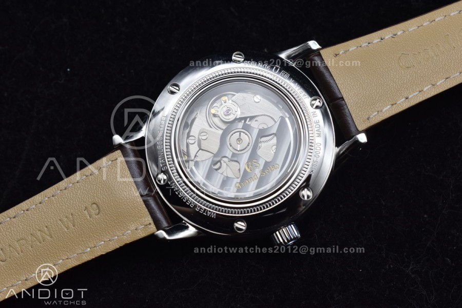 Grand Seiko Elegance GMT SS GSF 1:1 Best Edition Cream Dial on Brown Leather Strap NH34