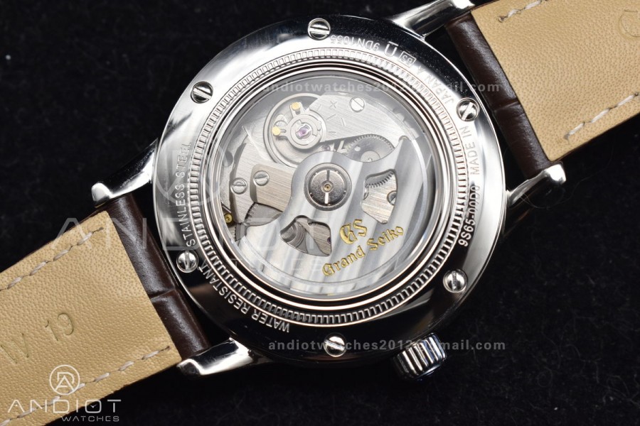 Grand Seiko Elegance GMT SS GSF 1:1 Best Edition Cream Dial on Brown Leather Strap NH34