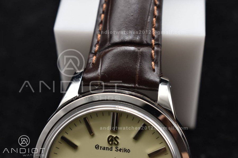 Grand Seiko Elegance Automatic SS GSF 1:1 Best Edition Cream Dial on Brown Leather Strap NH34