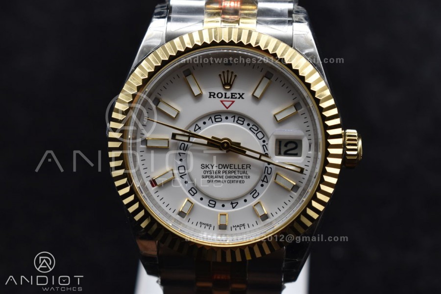 Skydweller SS/YG Noob Best Edition White Dial On SS/YG Bracelet A23J
