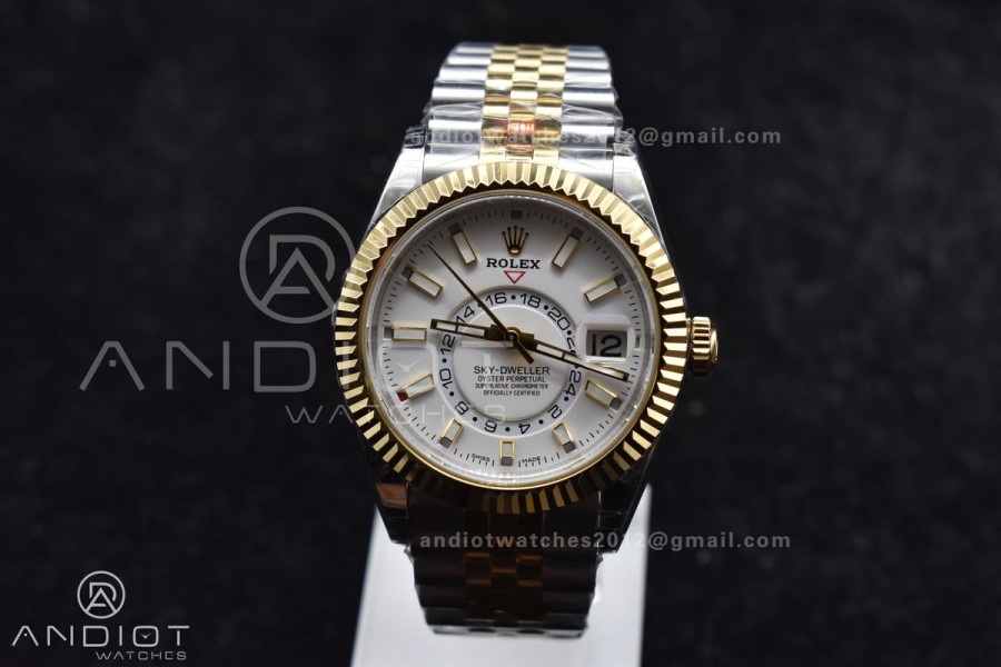 Skydweller SS/YG Noob Best Edition White Dial On SS/YG Bracelet A23J