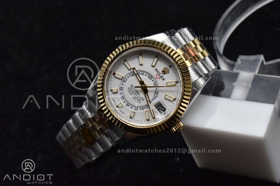 Skydweller SS/YG Noob Best Edition White Dial On SS/YG Bracelet A23J