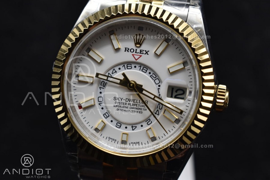 Skydweller SS/YG Noob Best Edition White Dial On SS/YG Bracelet A23J