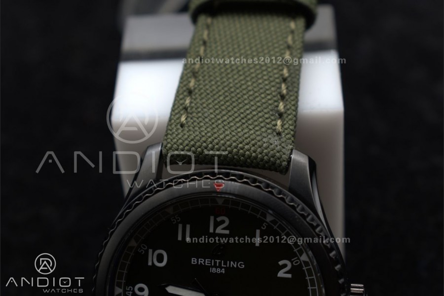 Navitimer 8 Automatic 41mm PVD TF 1:1 Best Edition Green Dial on Green Nylon Strap A2824