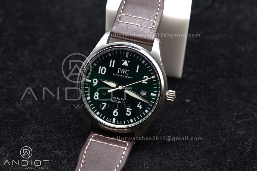 Pilot Mark XX IW328205 ZF 1:1 Best Edition Green Dial on Brown Leather Strap A32111