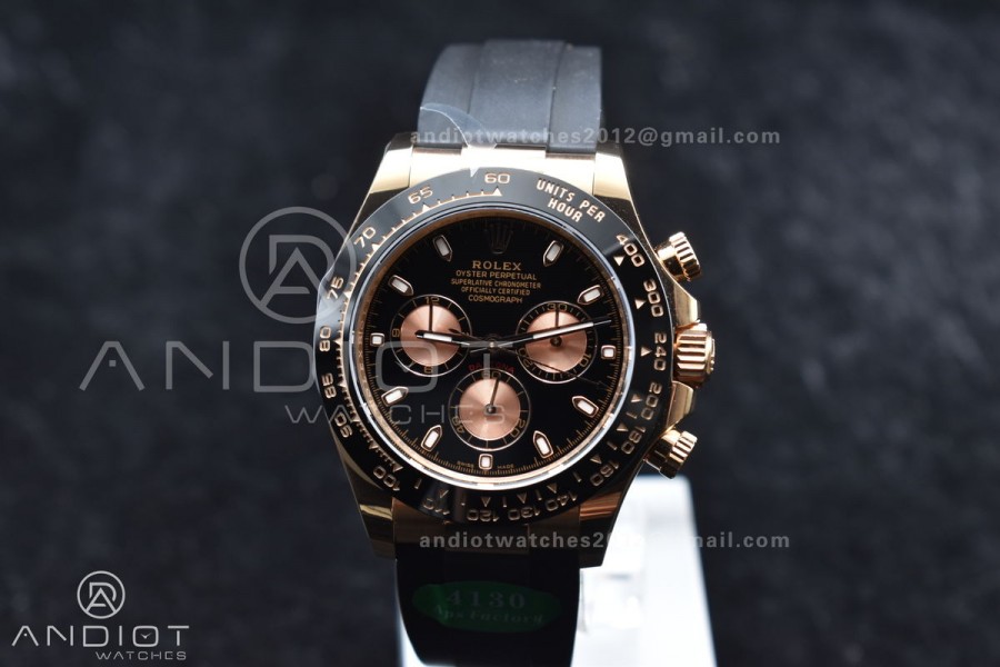 Daytona 116518 APSF 1:1 Best Edition Black/RG Dial on Oysterflex Rubber Strap SH4130