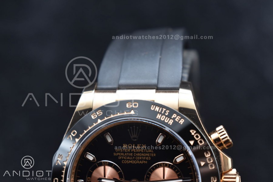 Daytona 116518 APSF 1:1 Best Edition Black/RG Dial on Oysterflex Rubber Strap SH4130