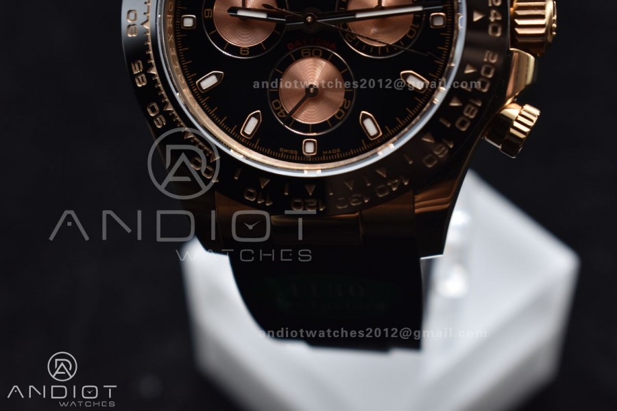 Daytona 116518 APSF 1:1 Best Edition Black/RG Dial on Oysterflex Rubber Strap SH4130