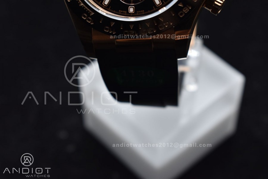 Daytona 116518 APSF 1:1 Best Edition Black/RG Dial on Oysterflex Rubber Strap SH4130