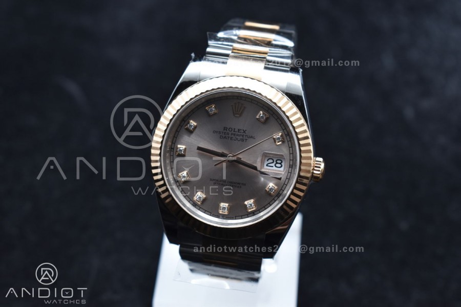 DateJust 41 126331 Clean 1:1 Best Edition 904L Steel RG Diamonds Dial on SS/RG Jubilee Bracelet VR3235