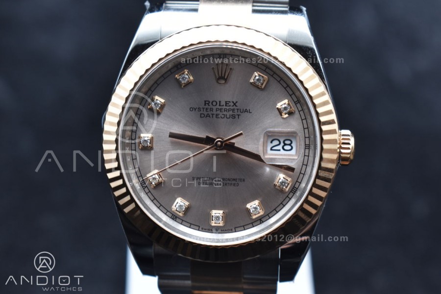 DateJust 41 126331 Clean 1:1 Best Edition 904L Steel RG Diamonds Dial on SS/RG Jubilee Bracelet VR3235