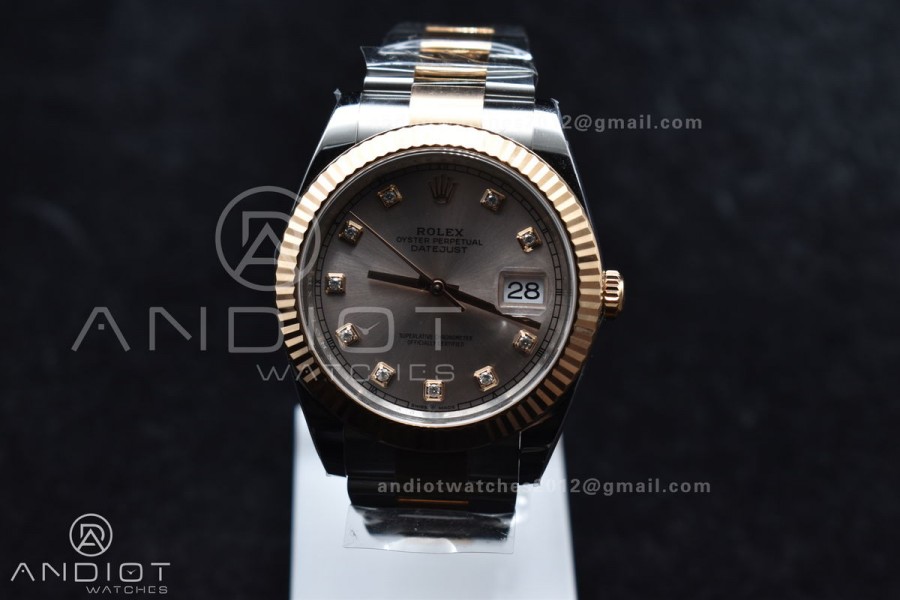 DateJust 41 126331 Clean 1:1 Best Edition 904L Steel RG Diamonds Dial on SS/RG Jubilee Bracelet VR3235