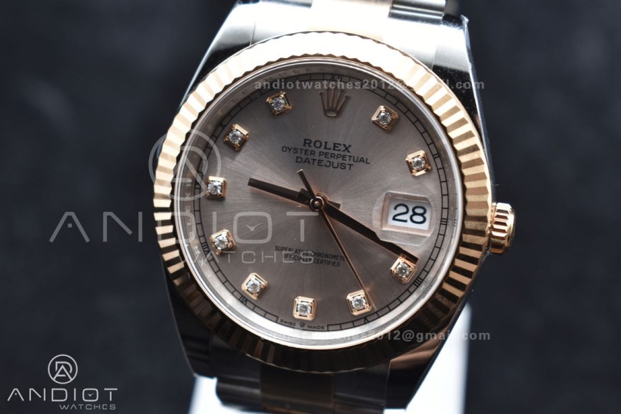 DateJust 41 126331 Clean 1:1 Best Edition 904L Steel RG Diamonds Dial on SS/RG Jubilee Bracelet VR3235