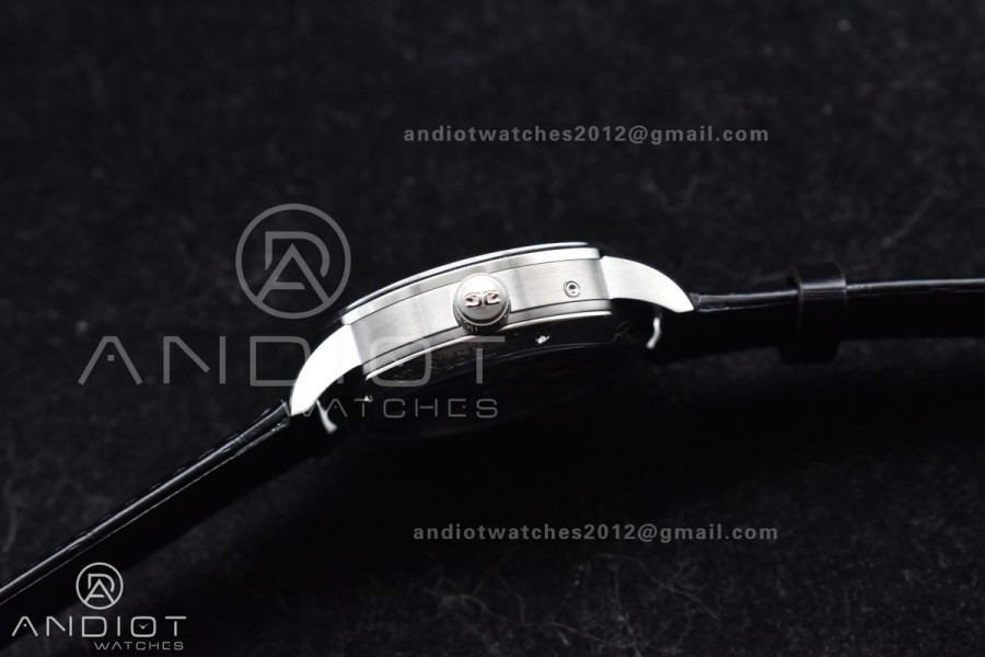 Excellence Panorama Date Moon Phase SS V9F White Dial on Black Leather Strap A100