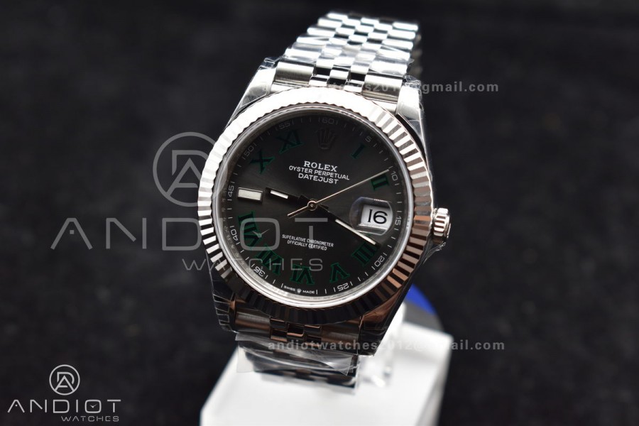 DateJust 41 126330 904L SS VSF 1:1 Best Edition Gray Dial Green Roman on Jubilee Bracelet VS3235