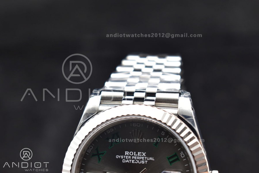 DateJust 41 126330 904L SS VSF 1:1 Best Edition Gray Dial Green Roman on Jubilee Bracelet VS3235
