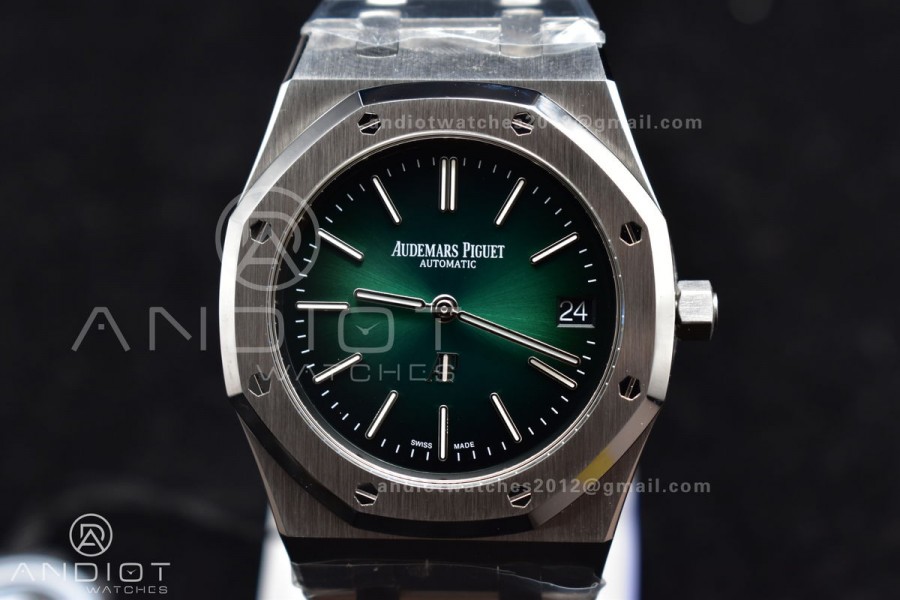 Royal Oak 39mm 16202 "50th Anniversary" SS ZF 1:1 Best Edition Green Textured Dial On SS Bracelet A7121