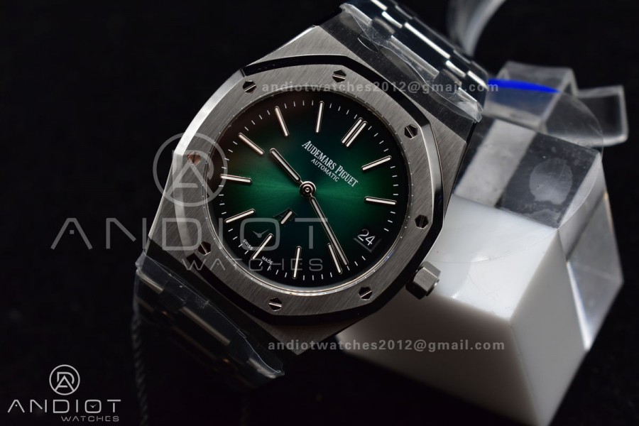 Royal Oak 39mm 16202 "50th Anniversary" SS ZF 1:1 Best Edition Green Textured Dial On SS Bracelet A7121