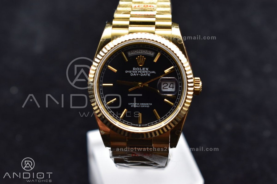DayDate 36 YG GMF Black Dial Best Version On President Bracelet A2836 V2