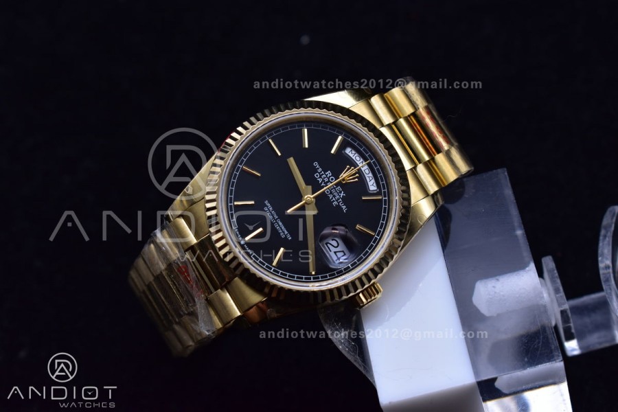 DayDate 36 YG GMF Black Dial Best Version On President Bracelet A2836 V2