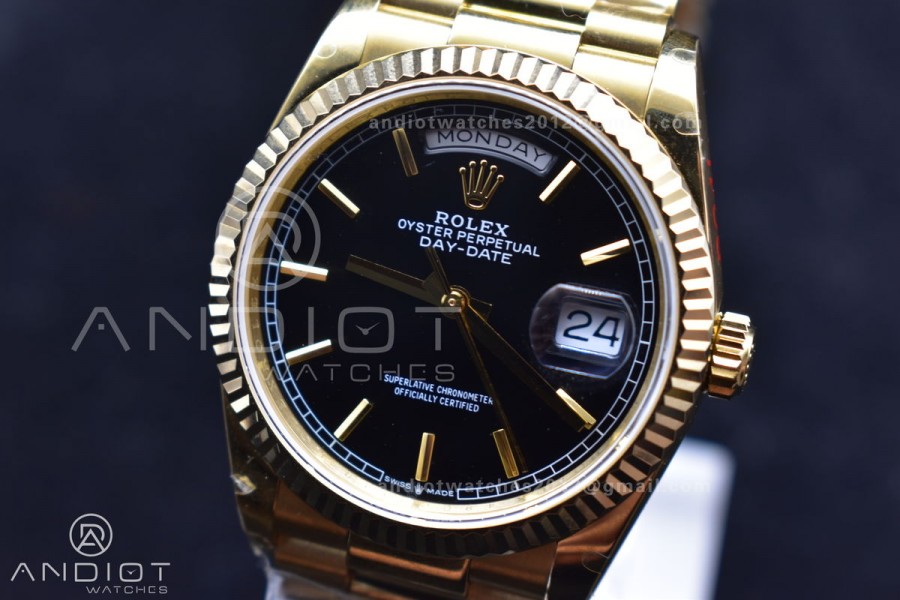 DayDate 36 YG GMF Black Dial Best Version On President Bracelet A2836 V2