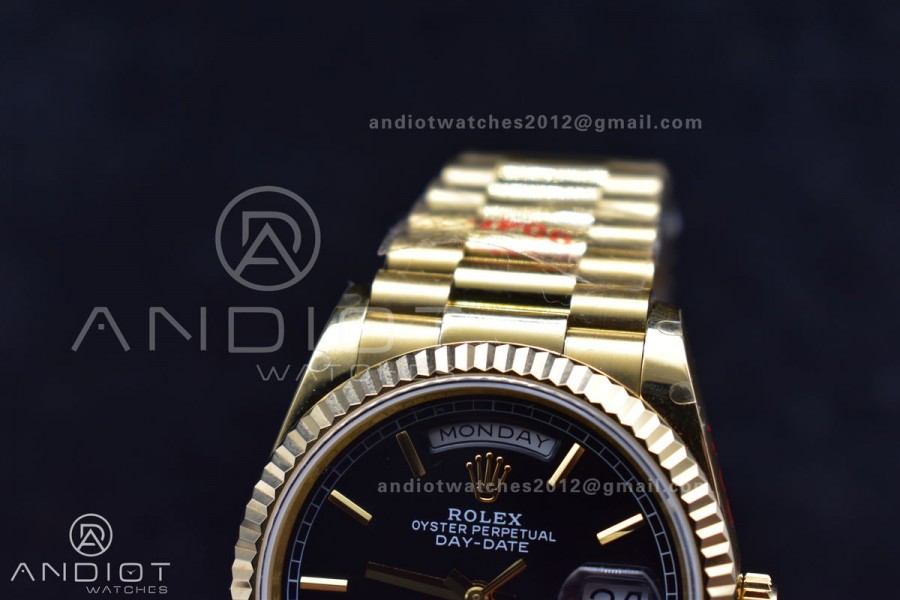 DayDate 36 YG GMF Black Dial Best Version On President Bracelet A2836 V2