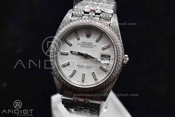 JDF 41mm Best Version Diamond DateJust White Stick...