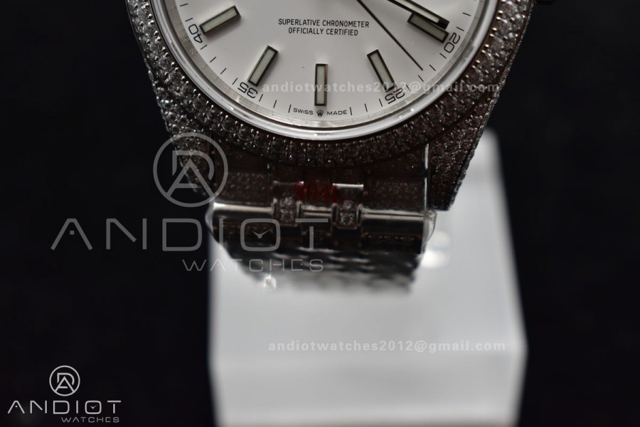 JDF 41mm Best Version Diamond DateJust White Stick Markers