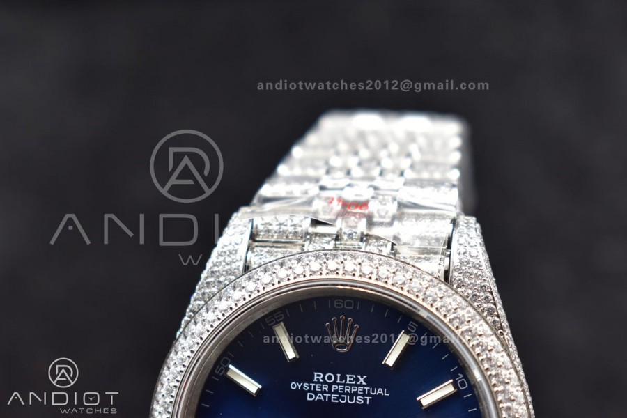 JDF 41mm Best Version Diamond DateJust Blue Stick Markers