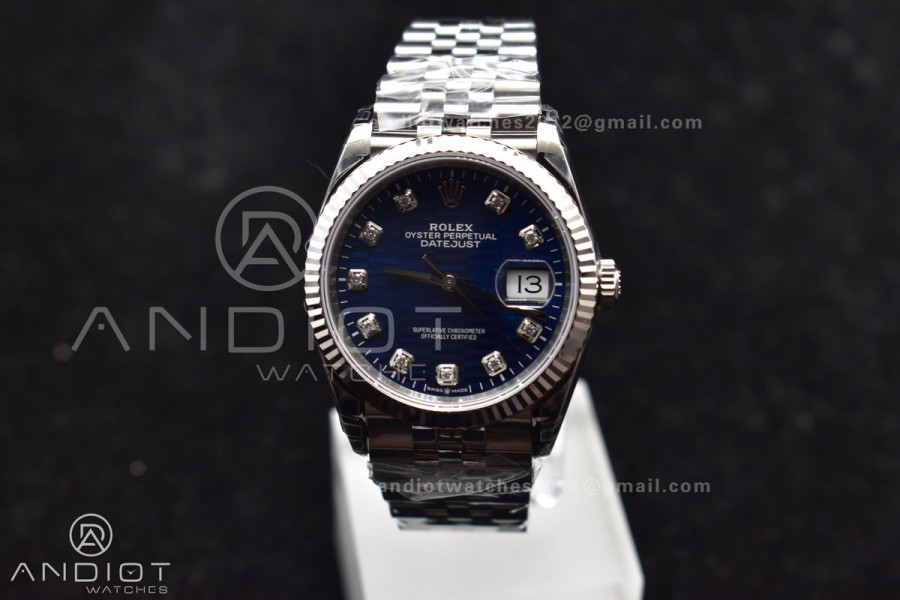 DateJust 36 SS 126234 VSF 1:1 Best Edition 904L Steel Blue Diamond Dial On Jubilee Bracelet VS3235