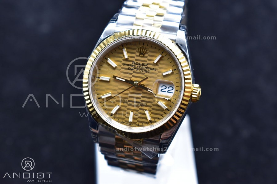 DateJust 36 SS/YG 126231 VSF 1:1 Best Edition 904L Steel Gold Textured Dial on Jubilee Bracelet VS3235