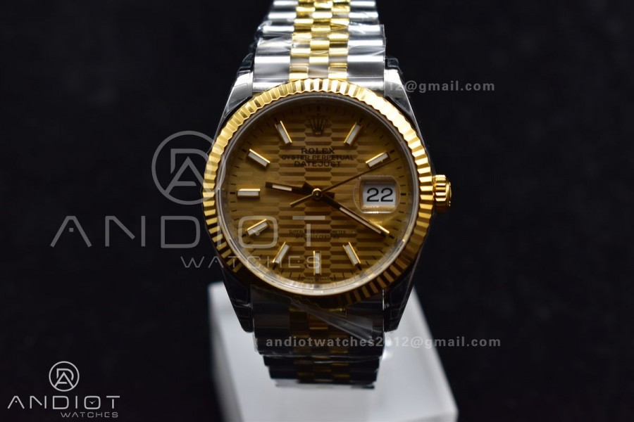 DateJust 36 SS/YG 126231 VSF 1:1 Best Edition 904L Steel Gold Textured Dial on Jubilee Bracelet VS3235